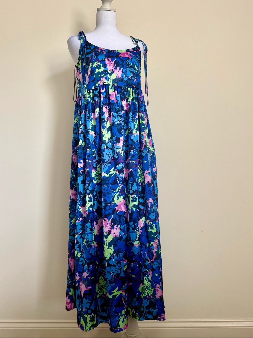 Women's Blue Floral Tie-Shoulder Dress by Collusion size US 4